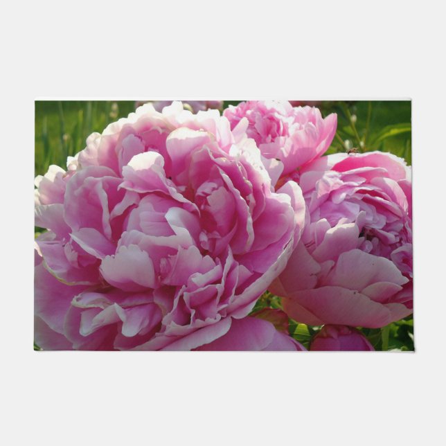 Pink Peony Foto Hütte Bauernhof Blumengarten Fußmatte (Vorderseite)