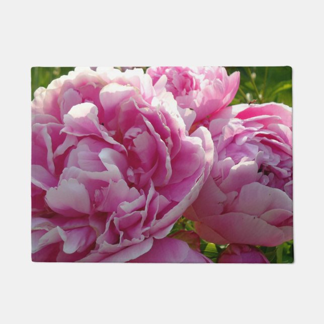 Pink Peony Foto Hütte Bauernhof Blumengarten Fußmatte (Vorderseite)