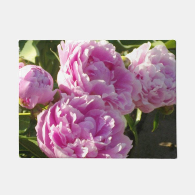 Pink Peony Foto Hütte Bauernhof Blumengarten Fußmatte (Vorderseite)