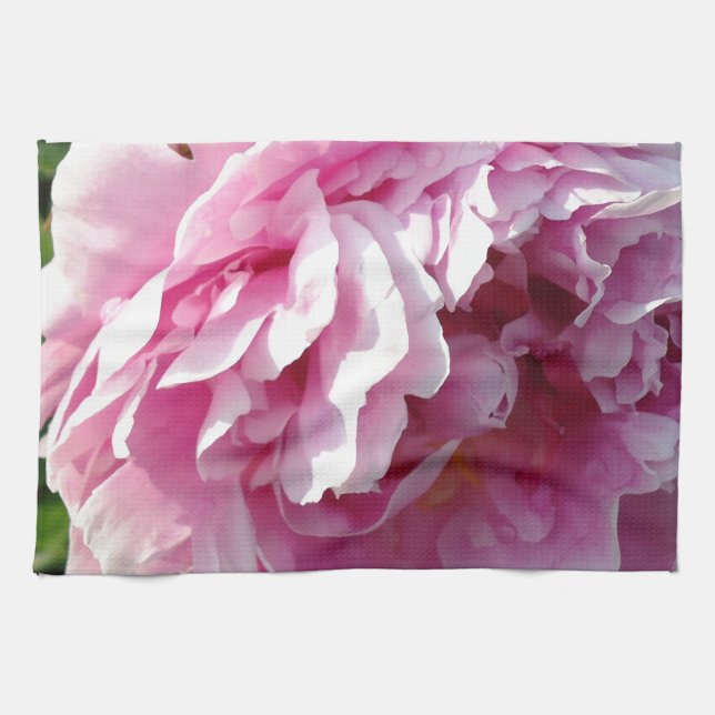 Pink Peony Foto Hütte Bauernhof Blumengarten Geschirrtuch (Horizontal)