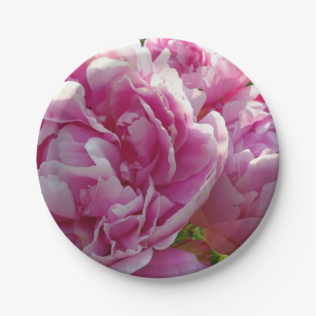 Pink Peony Foto Hütte Bauernhof Blumengarten Pappteller (Vorderseite)