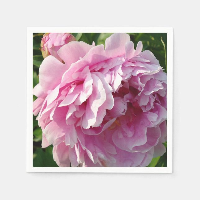 Pink Peony Foto Hütte Bauernhof Blumengarten Serviette (Vorderseite)
