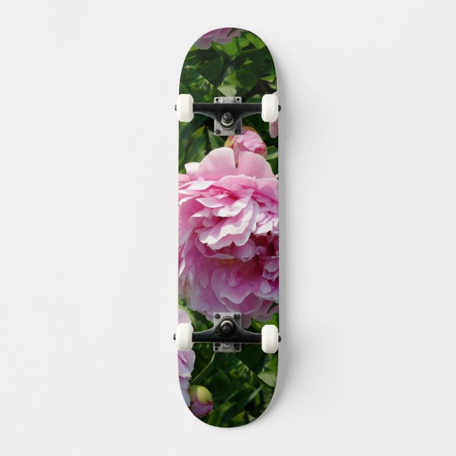 Pink Peony Foto Hütte Bauernhof Blumengarten Skateboard (Vorderseite)