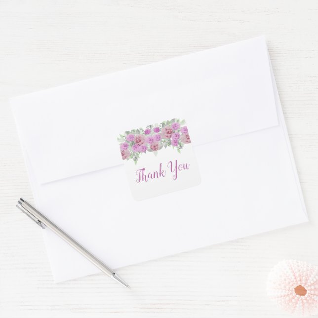 Pink Peony Greenery Danke Stickers (Umschlag)