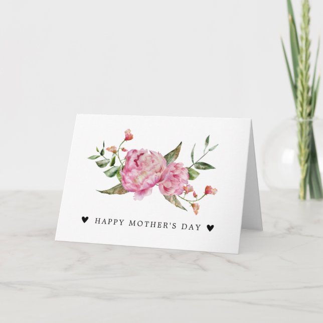 Pink Peony Happy Mother Day Card Karte (Vorderseite)