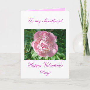 Pink Peony Happy Valentine's Day Card Feiertagskarte