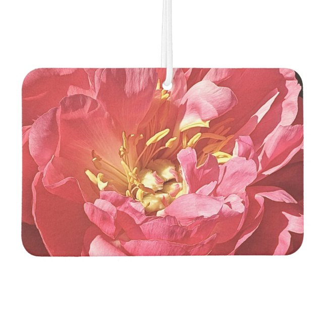 Pink Peony, Heart Air Freshener Autolufterfrischer (Vorderseite)
