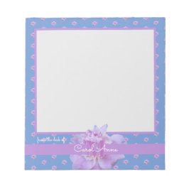 Pink Peony Lila Monogram Floral Sky Blue Notizblock