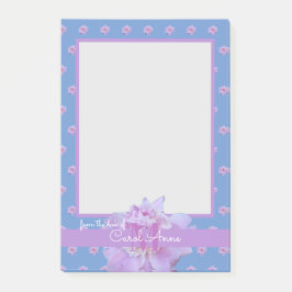 Pink Peony Lila Monogram Floral Sky Blue Post-it Klebezettel