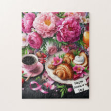 Pink Peony Mother's Day Brunch Jigsaw Puzzle