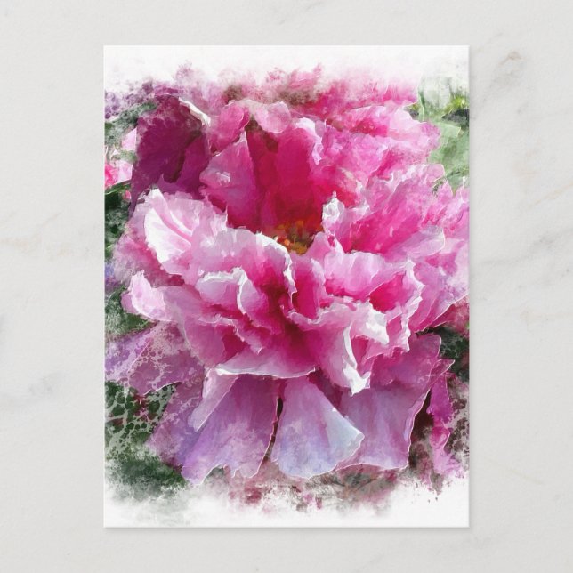 *~* Pink Peony Painting Artistic Impressionism AR1 Postkarte (Vorderseite)
