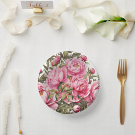 Pink Peony  Pappteller
