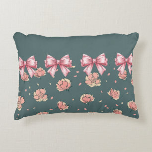 Pink Peony Pattern and Bow Dekokissen