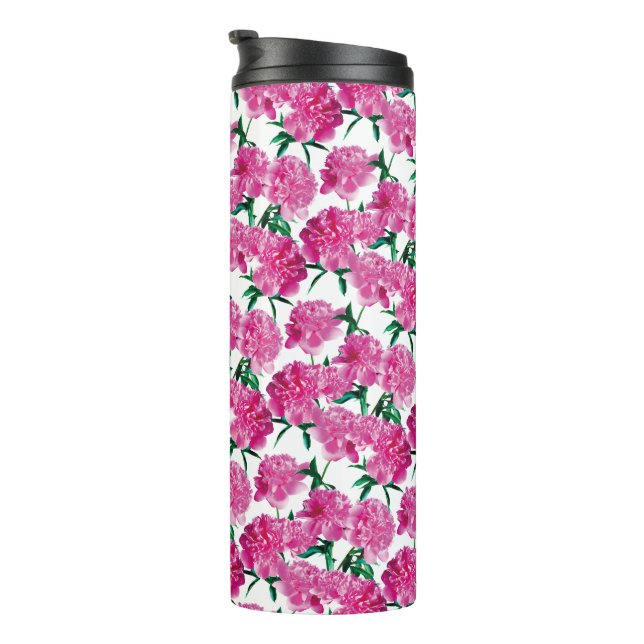 Pink Peony Photo Pattern Romantic Girly Modern Thermosbecher (Nach rechts gedreht)