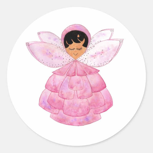 Pink Peony Pixie Sticker (Vorderseite)
