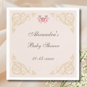 Pink Peony Rokoko Vintage Blume Kinderdusche Serviette