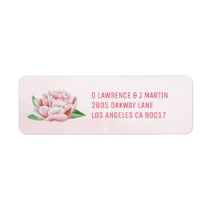 Pink Peony Rücksendeadressen-Aufkleber