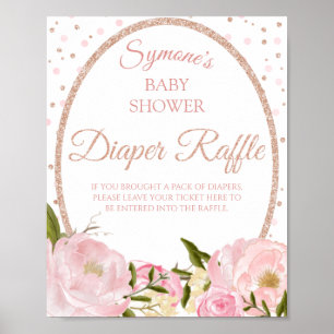 Pink Peony und Rose Gold Baby Dusche Windelwanne Poster