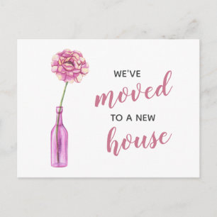 Pink Peony Vase haben wir neue Adresse verschoben Postkarte