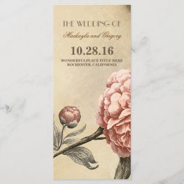 Pink Peony Vintage Hochzeitsprogramme Programm