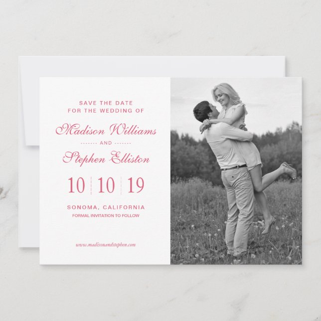 Pink Peony Watercolor-Blume - Save the Date (Vorderseite)