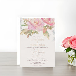 Pink Peony Watercolor Boho Hochzeit Einladung