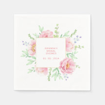 Pink Peony Watercolor Brautparty Napkins