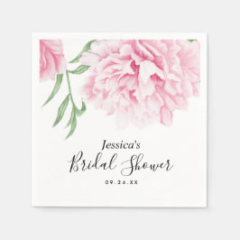 Pink Peony Watercolor Brautparty Serviette