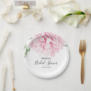Pink Peony Watercolor Floral Pappteller