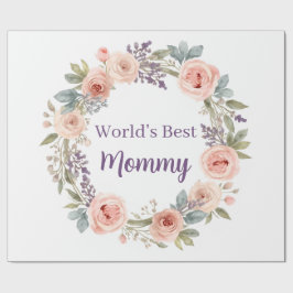 Pink Peony Watercolor Floral Wreath Mother's Day Geschenkpapier