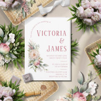 Pink Peony Watercolor Moderne Hochzeit