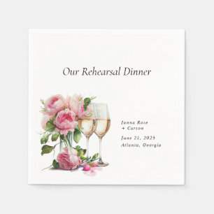 Pink Peony Watercolor Probe Dinner Serviette