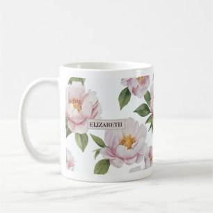 Pink Peony Watercolor Tasse