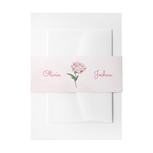 Pink Peony Wedding Einladung Belly Bands Einladungsbanderole (Vorderseite Beispiel)
