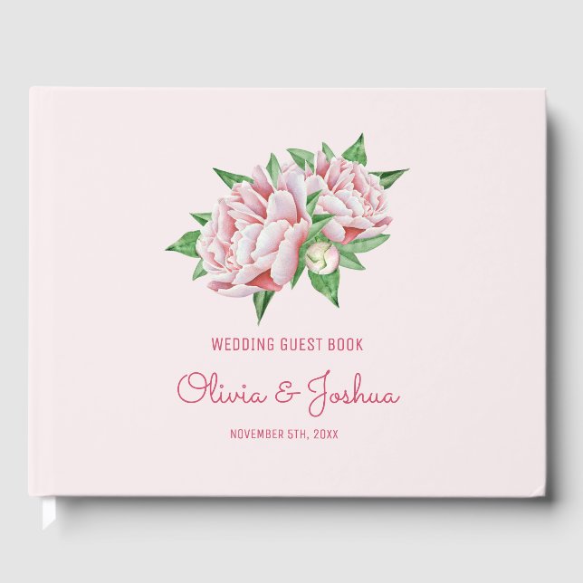 Pink Peony Wedding Gästebuch (Vorderseite)