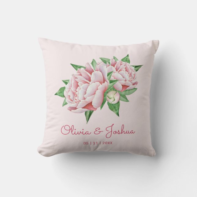 Pink Peony Wedding Kissen (Vorderseite)