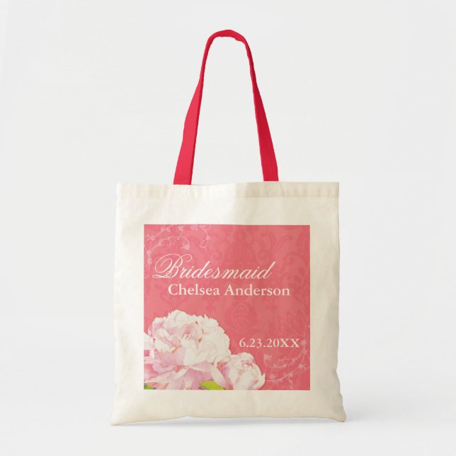 Pink Peony Wedized Bridesmaid Gift Tragetasche (Vorne)