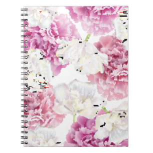 Pink Peony White Tulip Vintag Notizblock