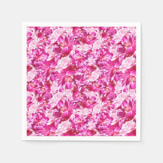 Pink Peonys Abstrakt Cocktail Napkins Serviette (Vorderseite)