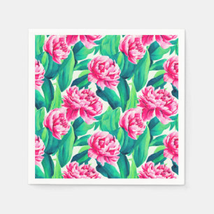 Pink Peonys Aquarelldruck Serviette