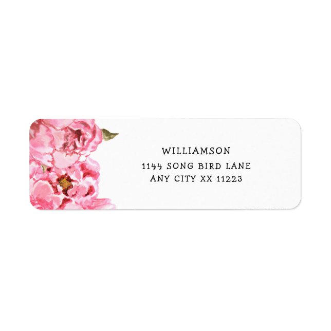 Pink Peonys Baby Dusche Rücksendetikett (Vorne)