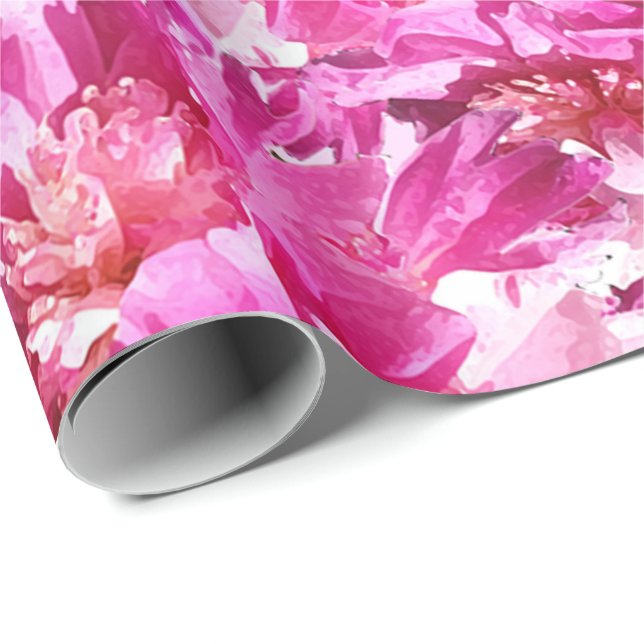 Pink Peonys Blume Wrapping Paper Geschenkpapier (Rolleneckpunkt)