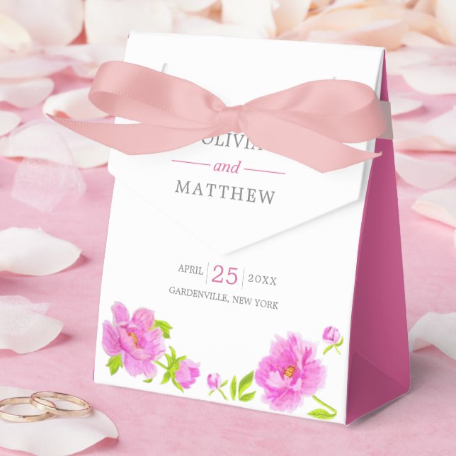 Pink Peonys Floral Magenta Gastgeschenk Hochzeit B Geschenkschachtel (Hochzeit)