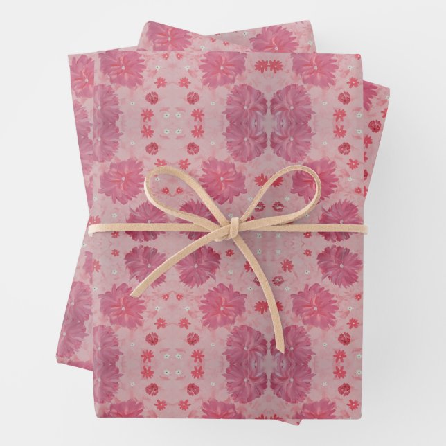 Pink Peonys Floral Wrapping Paper Geschenkpapier Set (Beispiel)