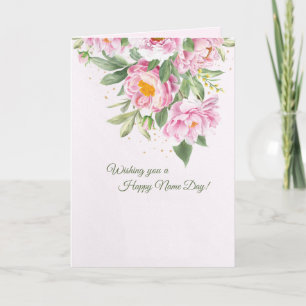 Pink Peonys Name Day Card Karte