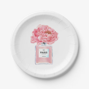 Pink Peonys und Parfüm Brautparty Pappteller