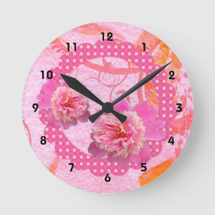 Pink Peonys Wall Clock Runde Wanduhr