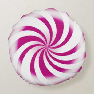 Pink Peppermint Candy Swirl Holiday Rundes Kissen