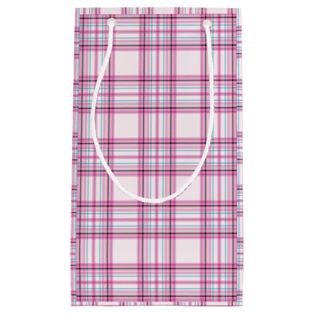 Pink Peppermint Kariert Kleine Geschenktüte (Vorderseite)