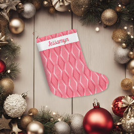Pink Peppermint Mitte Jahrhundert Moderner Urlaub Großer Weihnachtsstrumpf